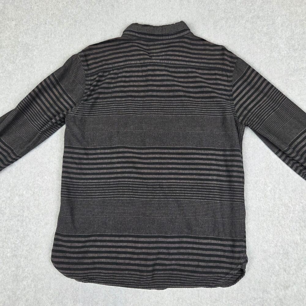Levi's Mens Medium Black Gray Stripe Long Sleeve Flannel Button Down Shirt - Picture 3 of 13